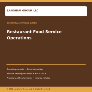 Restaurant Food Service Operations