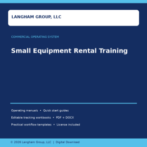 Small Equipment Rental Training